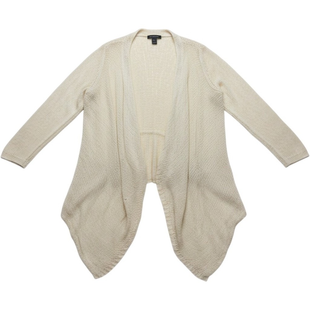 Lane Bryant Cardigan Sweater Womens 26/28 Beige V Neck Open Knit Lightweight